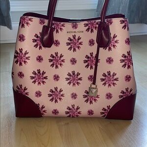 Michael Kors Burgundy and Pink Floral Tote